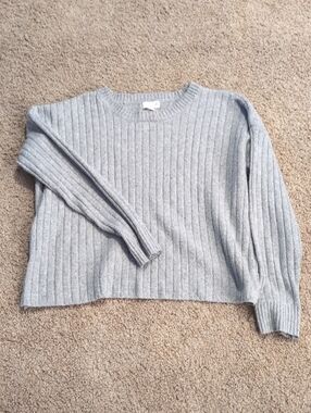 SO Light Gray Ribbed Crewneck Sweater